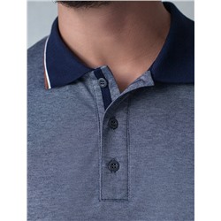 Футболка поло с воротником на пуговтцах из полотна пике с меланжевым плетением с эластаном