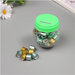 Клейкая лента пластик в банке «Шайн. Золото и голубой», набор 40 шт., 1.2 см, дл.0.9 м, 7×7×9 см