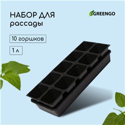Набор для рассады: стаканы по 1 л (10 шт.), поддон 61 × 23 см, чёрный