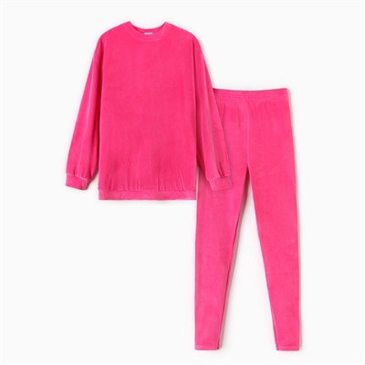 Костюм женский (свитшот, леггинсы) KAFTAN Plushy, размер 48-50, фуксия