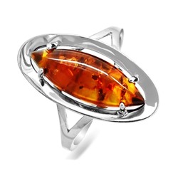 Кольцо из серебра янтарь, КП77