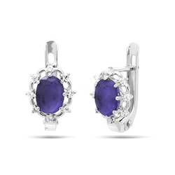 Серьги из серебра сапфир, SL-RIC4