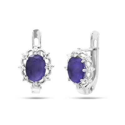 Серьги из серебра сапфир, SL-RIC4