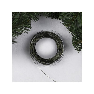 Гирлянда «Нить» 50 м роса, IP44, зелёная нить, 500 LED, свечение белое, 8 режимов, 31 В