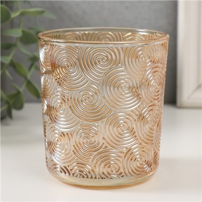 Банка для свечей стеклянная «Вихрь» прозрачный оранжевый 350 мл 8.5×8.5×10 см