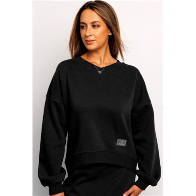 Свитшот худи оверсайз кофта с начесом 387BLK (Черный)