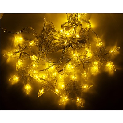 Электрогирлянда интерьерная "Звёздочки и снежинки" тёплый свет
