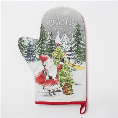 Варежка-прихватка «Желаю счастья», 20×28 см, МИКС, 100% хлопок, ватин 250 г/м²