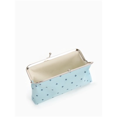 Косметичка на фермуаре, маленькая, с принтом, голубая