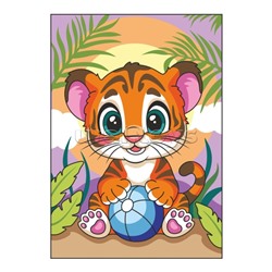 Картина по номерам для малышей на картоне 20х30 "Тигрёнок"