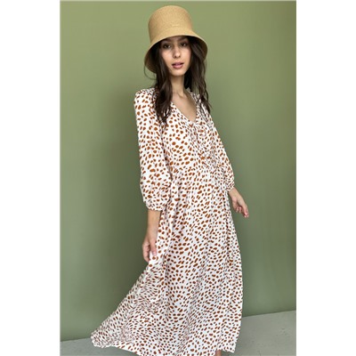 Платье женское  MOON085/05/Молочный, коричневый