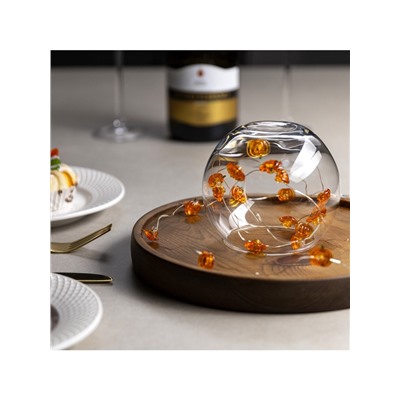 Гирлянда «Нить» 2 м роса с насадками «Тыква», IP20, серебристая нить, 20 LED, свечение тёплое белое, 2 режима, ААх2