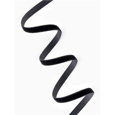 Лента бархатная, 6 мм, 18±1 м, чёрная №03