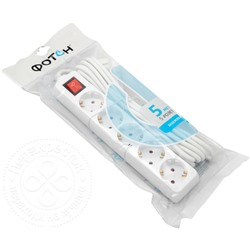 ФОТОН удлин.5м 5роз.с зазем.с ВЫКЛ.