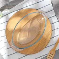 Утятница овальная Paşabahçe, 2,6/1,3 л, с крышкой-формой для запекания, жаропрочное стекло, прозрачная