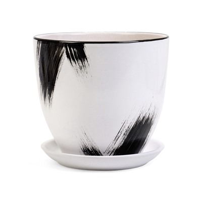 Горшок для цветов «Штрих», керамика, с поддоном, набор 4 шт.: 400 мл, 1 л, 2.5 л, 5 л