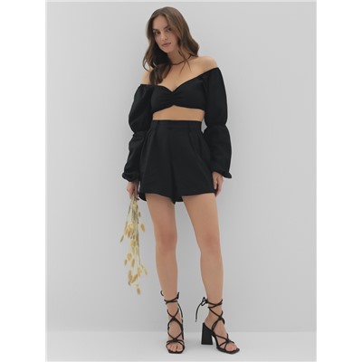 Кроп-топ с длинными рукавами MIST, черный, р-р XS