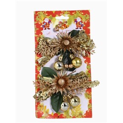 Ёлочные игрушки 2 шт. «Зимнее волшебство. Зимнее чудо» пластик, цветок шарики, 12×11 см, золото