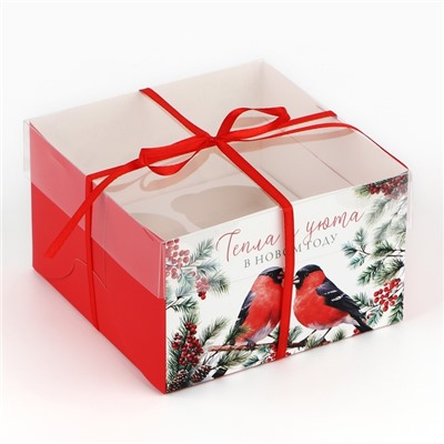 Коробка для капкейка «Тепла и уюта в Новом году», 16×16×10 см