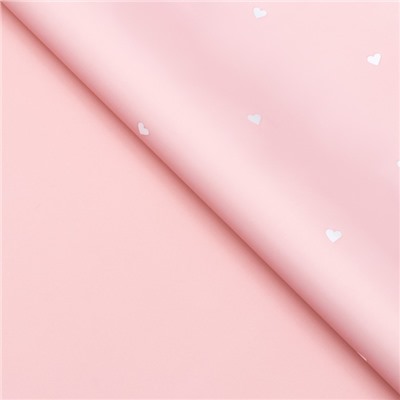 Пленка для цветов, 57 см × 10 м, «Сердечки», нежно-персиковая, 65 мкм