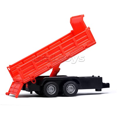 Погрузчик с прицепом и цистернами (свет, звук) в коробке (красный)