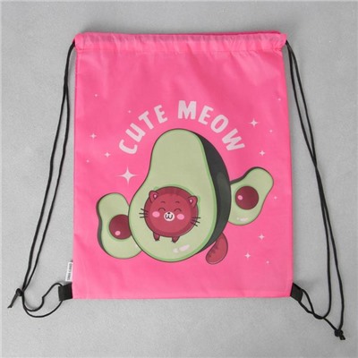 Мешок для обуви, Cute meow, (болоньевый материал) 43×33 см
