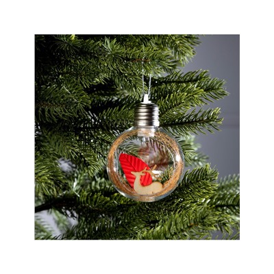 Ёлочный шар «Олень», d=8 см, 1 LED, от батареек, свечение тёплое белое