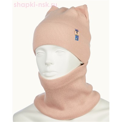 03-7-E Комплект для девочки флис (шапка+снуд) (50-52)