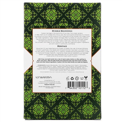 Nubian Heritage, Abyssinian Oil & Chia Seed, Bath Bombs, 6 Bath Bombs, 1.6 oz (45 g) Each