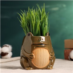 Декоративный горшок для цветов «Лягушка», 300 мл, 8.5×8×9 см, керамический