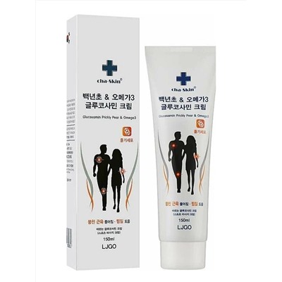 Juno Массажный крем с глюкозамином от мышечного напряжения и отеков / Cha-Skin Glucosamine Prickly Pear & Omega 3, 150 мл
