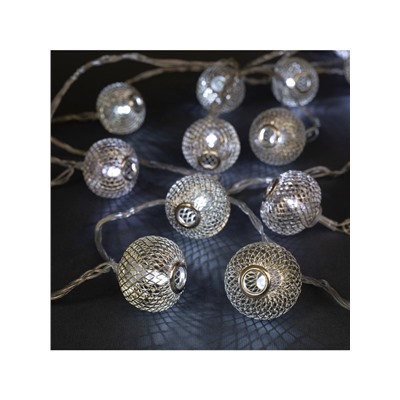 Гирлянда «Нить» 4 м с насадками «Шарик сетка», IP20, прозрачная нить, 20 LED, свечение белое, 8 режимов, 220 В