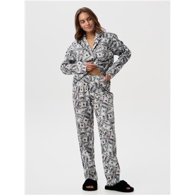 Пижама женская (рубашки, брюки) KAFTAN «Баксы», размер 44-46, зелёная