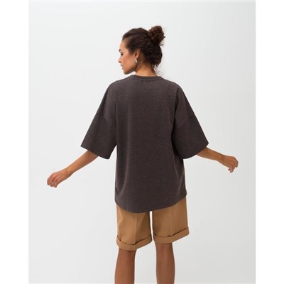 Футболка женская MINAKU OVERSIZE FIT, коричневая, размер 42