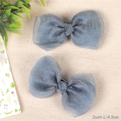 Бант-зажим для волос набор 2 штуки / YIW-18 /уп 1/темно-серый
