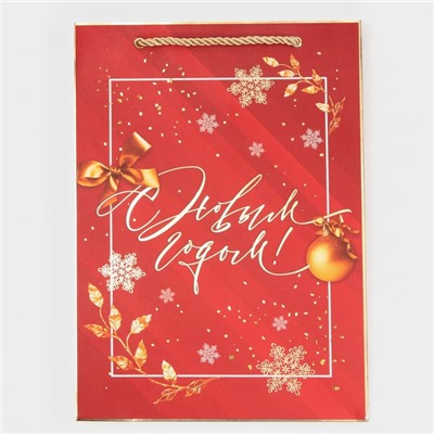 Пакет подарочный новогодний ламинированный «С Новым годом», 21×30×15 см