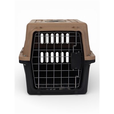Переноска для животных, 49×31×31 см, с поддоном, пластик, чёрная, коричневая
