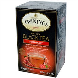 Twinings, Премиум черный чай, ягодное ассорти, 20 пакетиков, 1,41 унции (40г)
