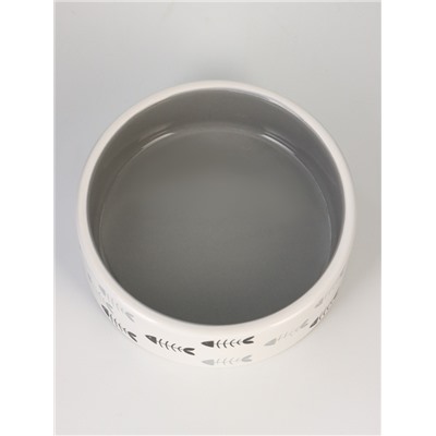 Миска «Рыбные косточки», 300 мл, 12.5×4.5 см, керамика, серая, белая