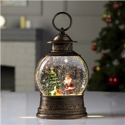 Светодиодная фигура «Дед Мороз у ёлки» 12.5×20×7.5 см, пластик, батарейки АААх3 (не в комплекте), USB, свечение тёплое белое