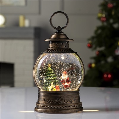 Светодиодная фигура «Дед Мороз у ёлки» 12.5×20×7.5 см, пластик, батарейки АААх3 (не в комплекте), USB, свечение тёплое белое