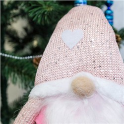 Новогоднее украшение Гном на телескопических ножках 45/60 см розовый / SH026 /уп 48/