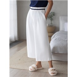 Укороченные широкие брюки из эластичного футера двухнитки