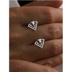 Серьги-пусеты из серебра с фианитами родированные 925 пробы с-7273р200