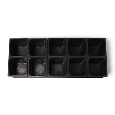 Набор для рассады: стаканы по 1 л (10 шт.), поддон 61×23 см, чёрный