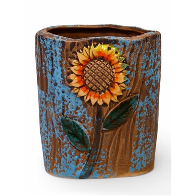 Декоративный горшок для цветов «Подсолнух», 9×9×10 см, керамический, Greengo