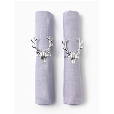 Набор сервировочных салфеток с декоративными кольцами Этель Fawn 46×46 см - 2 шт., 100% лён