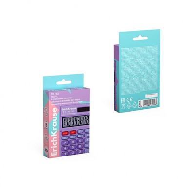 Калькулятор  8 разрядов 88х58 мм PC-101 Pastel фиолетовый карманный 62006 ErichKrause