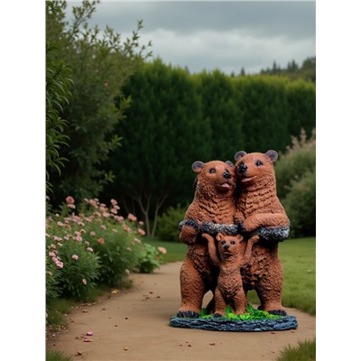 Садовая фигура из полистоуна «Мишки-семейка», 45×25×32 см