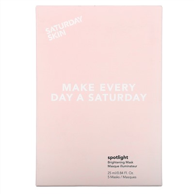 Saturday Skin, Spotlight, осветляющая маска, 5 шт., 25 мл (0,84 жидк. унции)